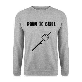 Zum Grillen geboren - Unisex Pullover - Weißgrau meliert - Vorne - Alina (178cm) & Michal (187cm)