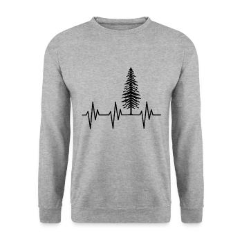 Battements de cœur et sapin de Noël – L’amour de la forêt - Sweat-shirt Unisexe - gris chiné - Devant - Alina (178cm) & Michal (187cm)
