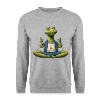 Crocodiles Yoga / Yogi Crocodile - Unisex Sweatshirt - salt & pepper - Front - Alina (178cm) & Michal (187cm)