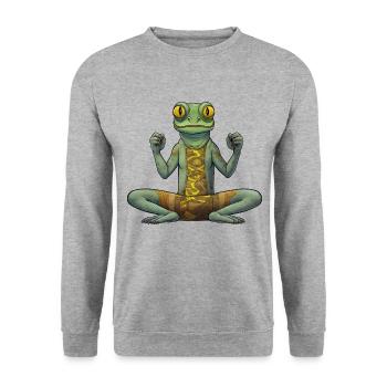 Chameleon Yoga / Yogi Chameleon - Unisex Sweatshirt - salt & pepper - Front - Alina (178cm) & Michal (187cm)