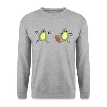 avocadofootball.png - Unisex Pullover - Weißgrau meliert - Vorne - Alina (178cm) & Michal (187cm)