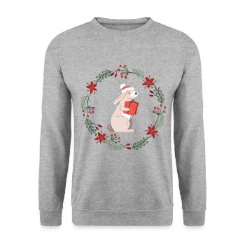 Christmas: rabbits with Christmas present - Unisex Sweatshirt - salt & pepper - Front - Alina (178cm) & Michal (187cm)