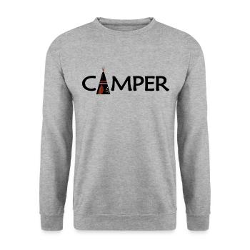 camping indianerzelt outdoor zelten - Unisex Pullover - Weißgrau meliert - Vorne - Alina (178cm) & Michal (187cm)