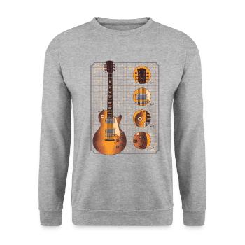 Guitares électriques Tshirt avec guitare électrique brun détails - Sweat-shirt Unisexe - gris chiné - Devant - Alina (178cm) & Michal (187cm)