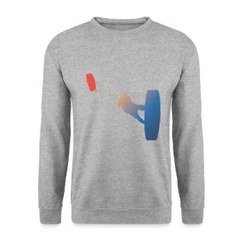 Kitesurfer Tshirts mit Farbverlauf und coolem Kite - Unisex Pullover - Weißgrau meliert - Vorne - Alina (178cm) & Michal (187cm)