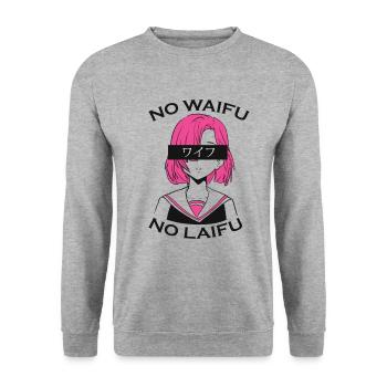 Anime Girl Japonaise No Waifu No Laifu - Sweat-shirt Unisexe - gris chiné - Devant - Alina (178cm) & Michal (187cm)