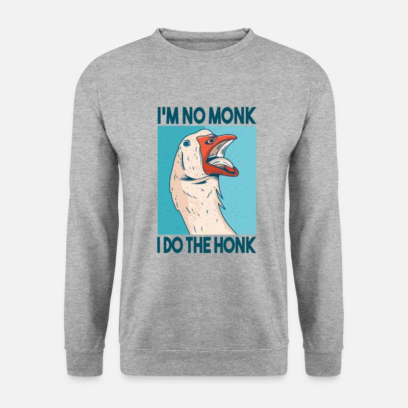 Ich bin kein Mönch ich hupe lustige Gans mit honk - Unisex Pullover - Weißgrau meliert