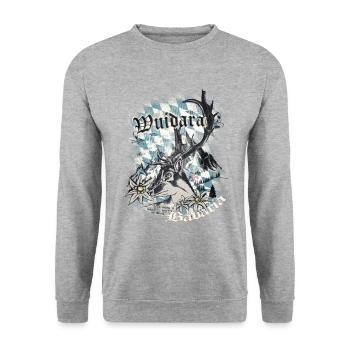 Bayern Wilderer - Unisex Pullover - Weißgrau meliert - Vorne - Alina (178cm) & Michal (187cm)