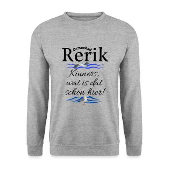Rerik Ostseebad Spruch Möwe - Unisex Pullover - Weißgrau meliert - Vorne - Alina (178cm) & Michal (187cm)