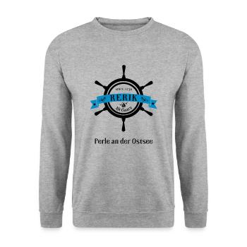Rerik ,Alt Gaarz, Ostseebad ,Steuerrad - Unisex Pullover - Weißgrau meliert - Vorne - Alina (178cm) & Michal (187cm)