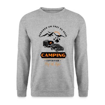 Camping Caravanes & Camping Amis - Sweat-shirt Unisexe - gris chiné - Devant - Alina (178cm) & Michal (187cm)