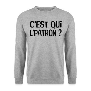 C'est qui l'patron ? - Sweat-shirt Unisexe - gris chiné - Devant - Alina (178cm) & Michal (187cm)