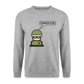 Panzer vor! Tanks foward! Commander - Unisex Sweatshirt - salt & pepper - Front - Alina (178cm) & Michal (187cm)