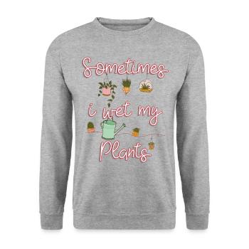 JARDINAGE I Parfois, je mouille mes plantes - Sweat-shirt Unisexe - gris chiné - Devant - Alina (178cm) & Michal (187cm)
