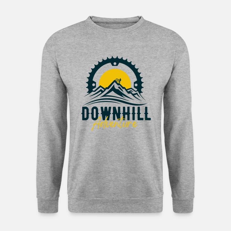 Downhill Abfahrt Adventure, Zahnrad - Unisex Pullover - Weißgrau meliert