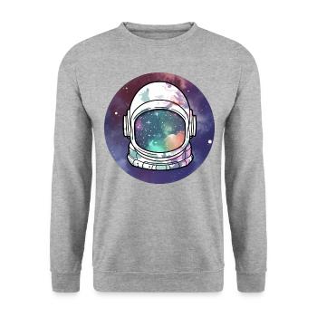 Galaxy Helmet Space Lover Astronaut - Unisex Sweatshirt - salt & pepper - Front - Alina (178cm) & Michal (187cm)