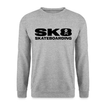 skatboard sk8 halfpipe skateboarder just skate - Unisex Pullover - Weißgrau meliert - Vorne - Alina (178cm) & Michal (187cm)