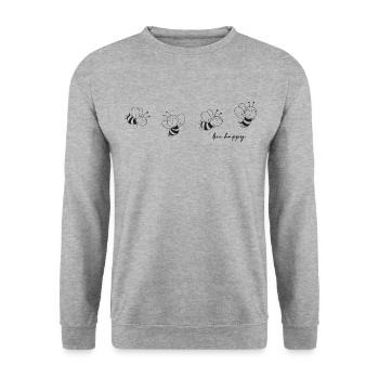 beekeeper "bee happy" bee honey bee - Unisex Sweatshirt - salt & pepper - Front - Alina (178cm) & Michal (187cm)