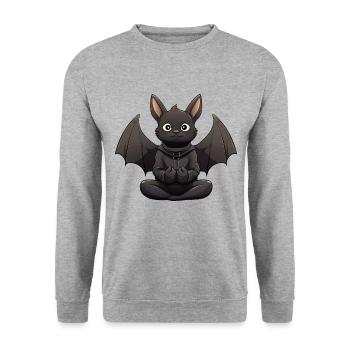 Yoga Fledermaus - Unisex Pullover - Weißgrau meliert - Vorne - Alina (178cm) & Michal (187cm)