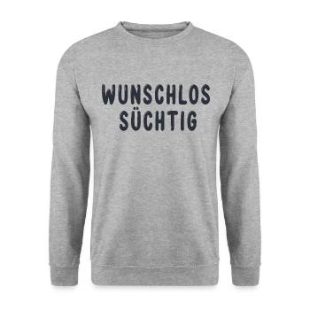 Wunschlos Süchtig - Unisex Pullover - Weißgrau meliert - Vorne - Alina (178cm) & Michal (187cm)