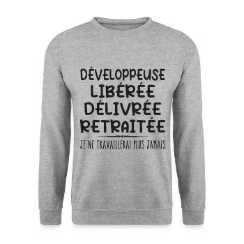 Developer celebrates retirement with humour - Unisex Sweatshirt - salt & pepper - Front - Alina (178cm) & Michal (187cm)