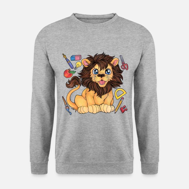 Niedlicher Löwe Kind Einschulung Schulanfang - Unisex Pullover - Weißgrau meliert