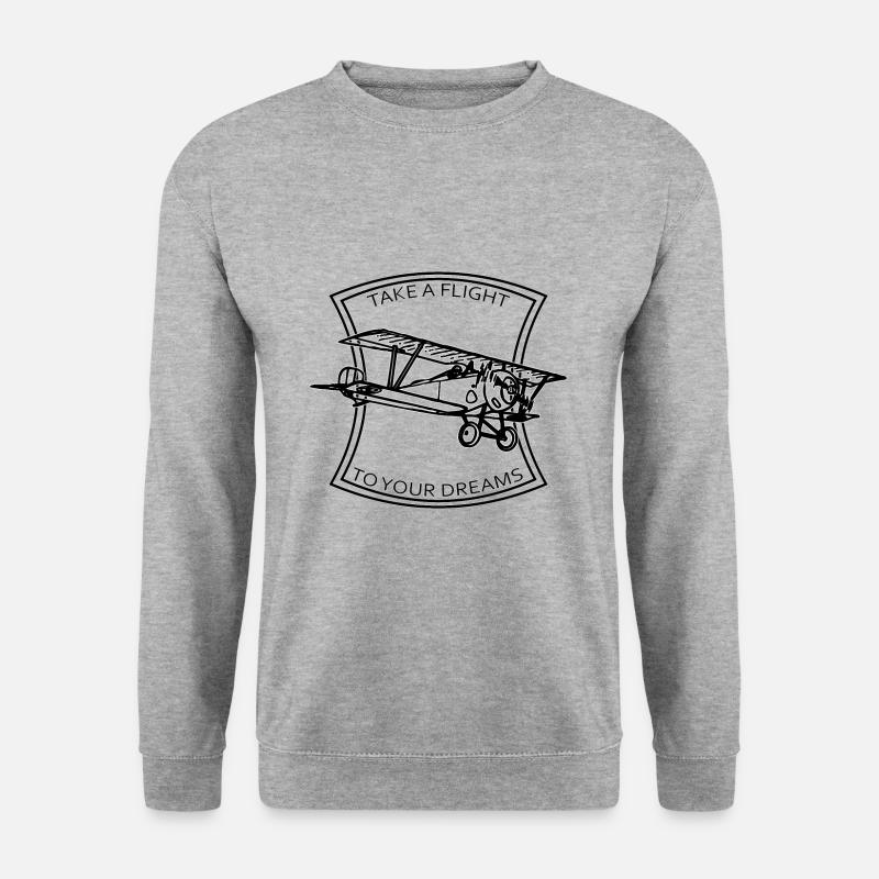 AIRPLANE - TAKE A FLIGHT TO YOUR DREAMS (b) - Unisex Pullover - Weißgrau meliert