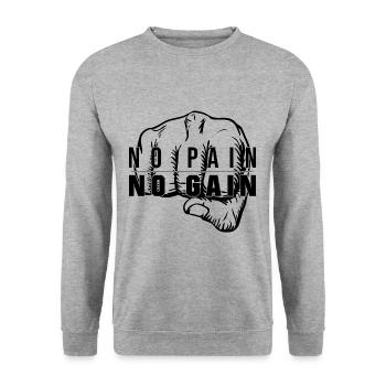 PAS DE DOULEUR SANS GAIN (b) - Sweat-shirt Unisexe - gris chiné - Devant - Alina (178cm) & Michal (187cm)