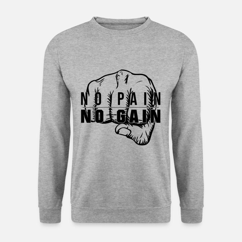 NO PAIN NO GAIN (b) - Unisex Pullover - Weißgrau meliert