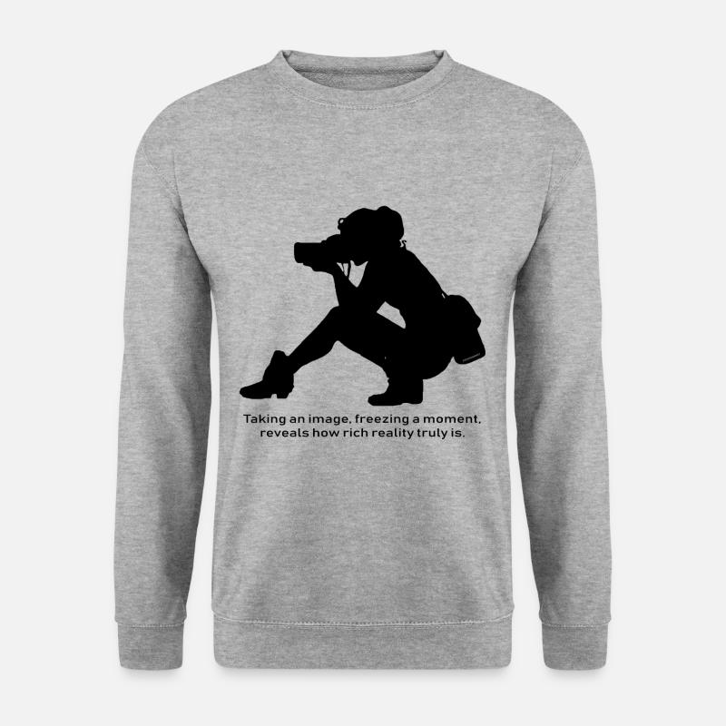 Photographer freezing moment Image (b) - Unisex Sweatshirt - salt & pepper