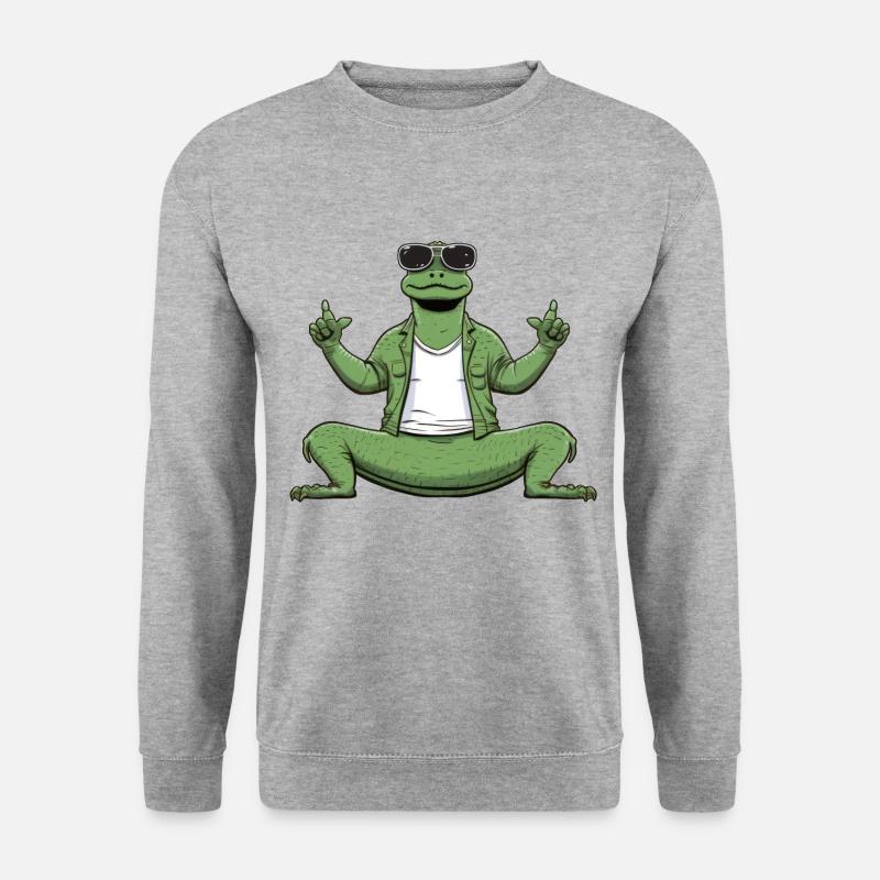 Yoga Krokodil - Unisex Pullover - Weißgrau meliert