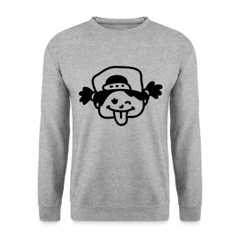 Freches Mädchen - line - Unisex Pullover - Weißgrau meliert - Vorne - Alina (178cm) & Michal (187cm)