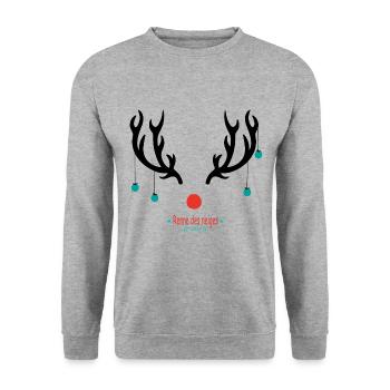 snow reindeer, santa claus, gift - Unisex Sweatshirt - salt & pepper - Front - Alina (178cm) & Michal (187cm)