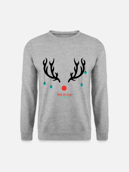 renne des neiges ,père noël,cadeau - Sweat-shirt Unisexe - gris chiné