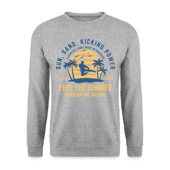 Taekwondo Summer on the beach under palm trees - Unisex Sweatshirt - salt & pepper - Front - Alina (178cm) & Michal (187cm)
