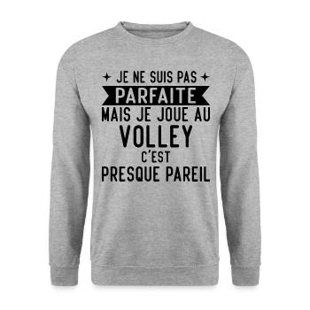 Je Ne Suis Pas Parfaite Mais Je Joue Au Volley - Sweat-shirt Unisexe - gris chiné - Devant - Alina (178cm) & Michal (187cm)