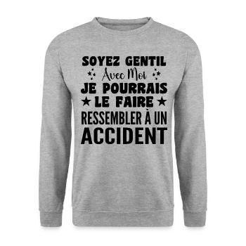 Infirmiere Soyez Gentil Avec Moi Humour Infirmière - Sweat-shirt Unisexe - gris chiné - Devant - Alina (178cm) & Michal (187cm)