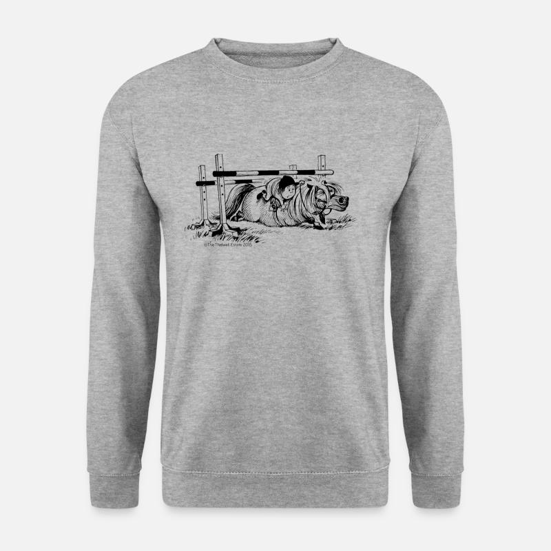 Thelwell Cartoon Pony Sturz - Unisex Pullover - Weißgrau meliert