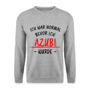 Azubi Witz Spruch Lehrling Auszubildende Geschenk - Unisex Pullover - Weißgrau meliert - Vorne - Alina (178cm) & Michal (187cm)