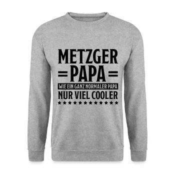 Metzger Beruf Lustiger Spruch Fleischer Geschenk - Unisex Pullover - Weißgrau meliert - Vorne - Alina (178cm) & Michal (187cm)