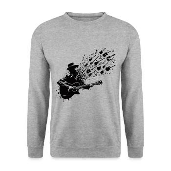 Gitarre Musik Akustik Graffiti Noten Lied Musiker - Unisex Pullover - Weißgrau meliert - Vorne - Alina (178cm) & Michal (187cm)