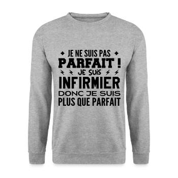 Un Infirmier plus que parfaite, métier de rêve - Sweat-shirt Unisexe - gris chiné - Devant - Alina (178cm) & Michal (187cm)