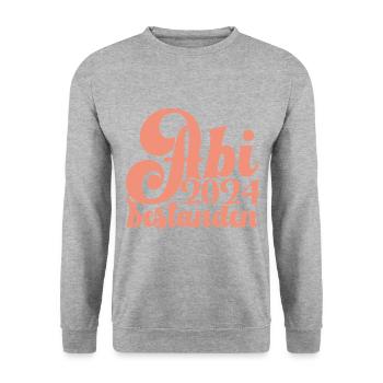 Abi 2024 bestanden Geschenkidee - Unisex Pullover - Weißgrau meliert - Vorne - Alina (178cm) & Michal (187cm)