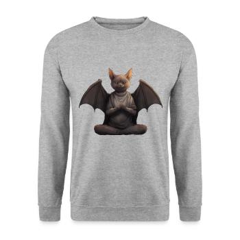 Chauves-souris Yoga / Yogi Bat - Sweat-shirt Unisexe - gris chiné - Devant - Alina (178cm) & Michal (187cm)