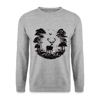 Deer Forest Panorama Wild Animals Hunting Outdoor - Unisex Sweatshirt - salt & pepper - Front - Alina (178cm) & Michal (187cm)