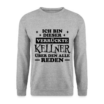 Kellner Lustige Spruch Service Restaurant Geschenk - Unisex Pullover - Weißgrau meliert - Vorne - Alina (178cm) & Michal (187cm)