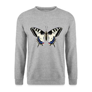 Butterflyy GeomeTRIX - Unisex Pullover - Weißgrau meliert - Vorne - Alina (178cm) & Michal (187cm)
