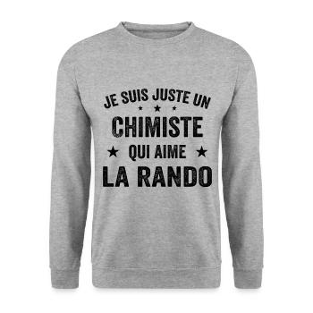 Fier d’être Chimiste et Passionné de Randonnée - Sweat-shirt Unisexe - gris chiné - Devant - Alina (178cm) & Michal (187cm)