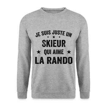 Fier d’être Skieur et Passionné de Randonnée - Sweat-shirt Unisexe - gris chiné - Devant - Alina (178cm) & Michal (187cm)