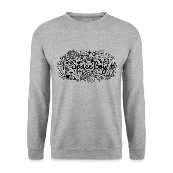 Space Boy - Unisex Pullover - Weißgrau meliert - Vorne - Alina (178cm) & Michal (187cm)